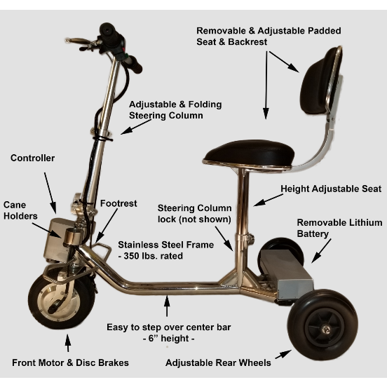 HandyScoot Folding 3 Wheel Travel Mobility Scooter