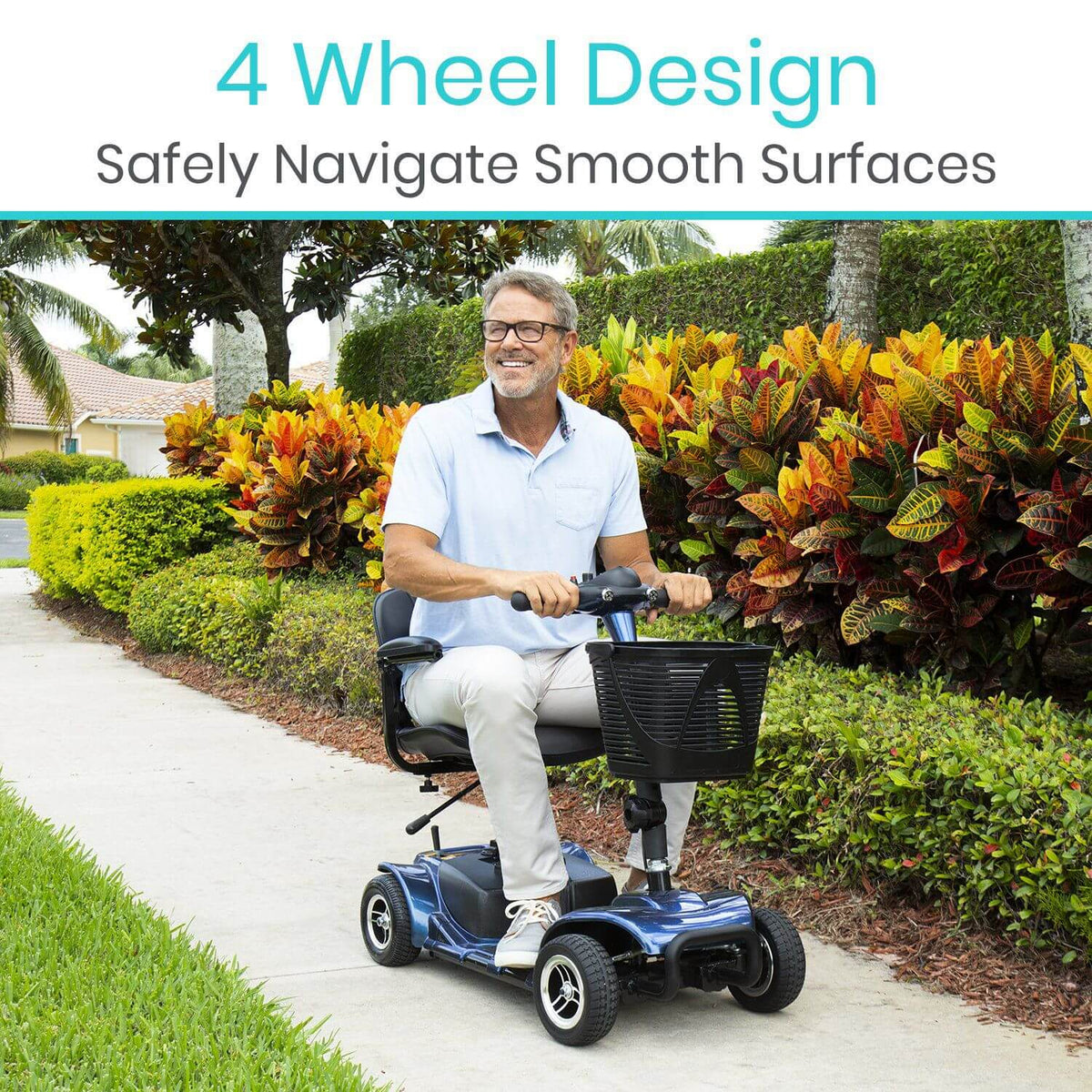 Vive Health MOB1027BLU 4 Wheel Mobility Scooter